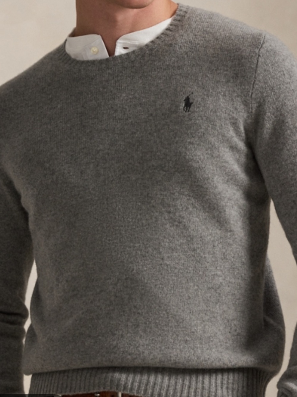 Ralph Lauren Grey Wool-Cashmere Crewneck Sweater XL